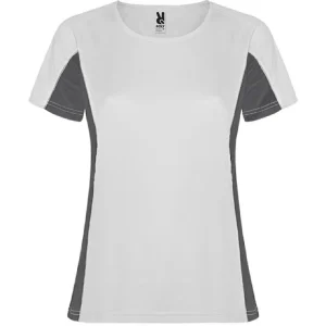 Camiseta técnica de mujer combinada con dos tejidos de poliéster