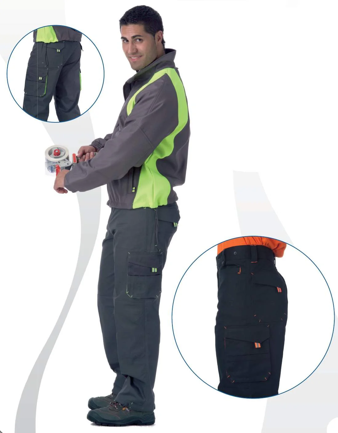 Pantal贸n de trabajo multibolsillos combinado