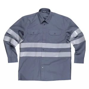 Camisa manga larga con 2 bolsos de pecho y cintas reflectantes