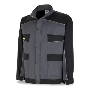 Chaqueta tergal canvas 245 g. Color gris/negro. MA588-CNEG