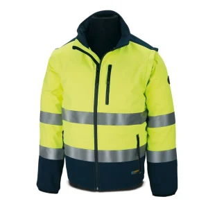 Cazadora Softshell alta visibilidad con mangas desmontables
