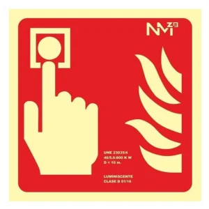 SEÑAL PULSADOR FOTOLUMINISCENTE PVC CLASE B