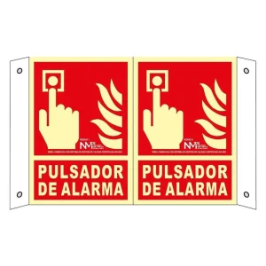 SEÑAL PULSADOR DE ALARMA DE TIPO PANORÁMICO FOTOLUMINISCENTE