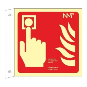 SEÑAL PULSADOR ALARMA DE TIPO BANDEROLA FOTOLUMINISCENTE