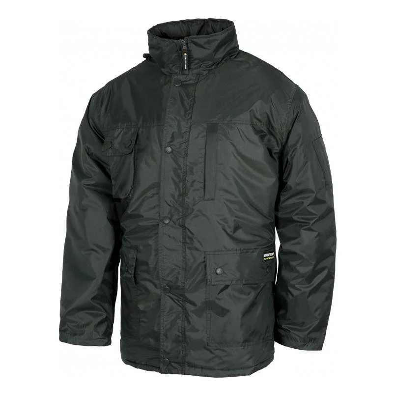 Parka b谩sica acolchada e impermeable, capucha. 100% poli茅ster.