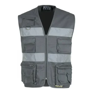 Chaleco tipo safari multibolsillos con 2 cintas reflectantes