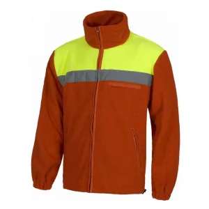 Chaqueta polar bicolor alta visibilidad y banda reflectante