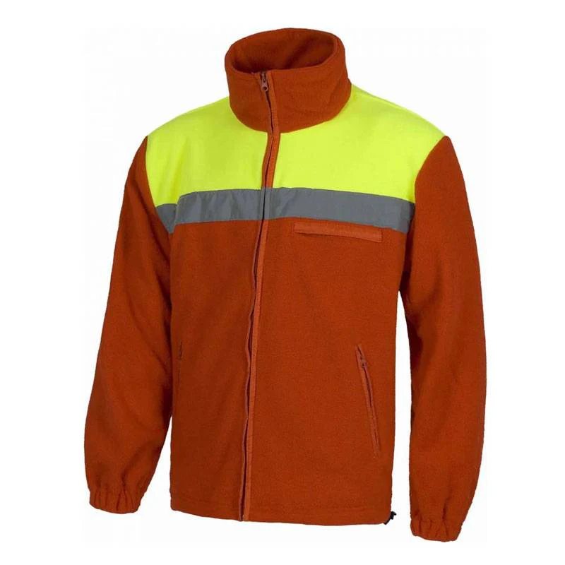 Chaqueta polar bicolor alta visibilidad y banda reflectante