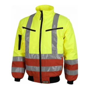 Cazadora piloto alta visibilidad con cierre de cremallera