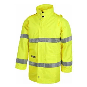 Parka Alta Visibilidad con cremallera de nylon oculta por solapa, con corchetes.