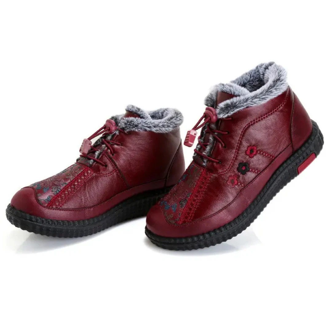 Botines de cuero hechos a mano con suela antideslizante para mujer - Imagen 3