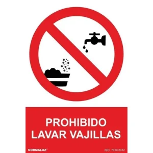 SEÑAL PROHIBIDO LAVAR VAJILLAS PVC