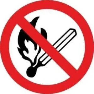 ADHESIVO REDONDO PROHIBIDO ENCENDER FUEGO 9CM