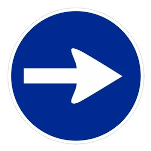 SEÑAL VIAL SENTIDO OBLIGATORIO DERECHA ACERO TERMOLACADO