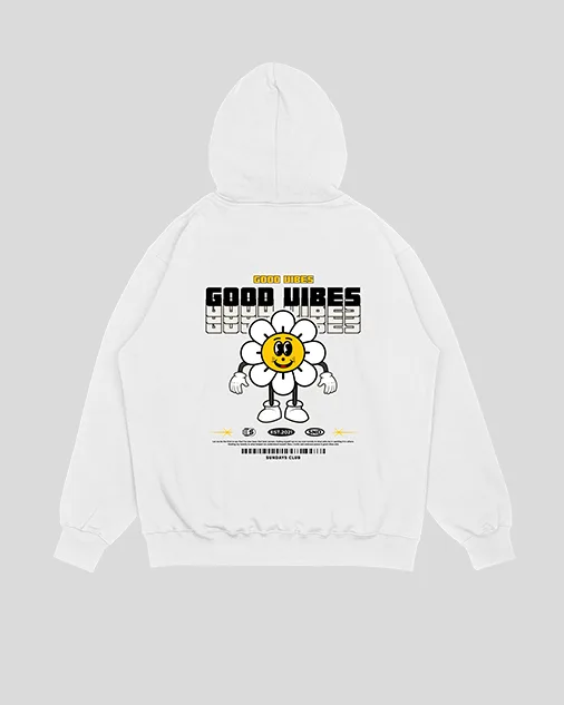 Hoodie blanco Good Vibes (UNISEX) - Imagen 3