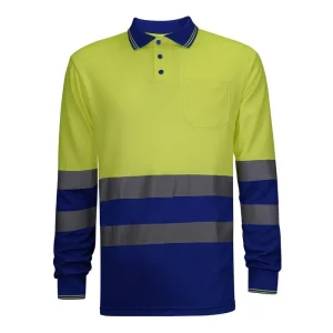 Polo manga larga combinado de alta visibilidad