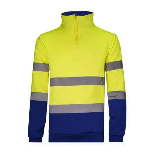 Sudadera media cremallera combinada en alta visibilidad
