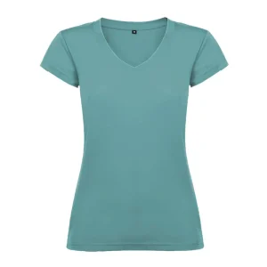Camiseta algodón cuello pico para mujer