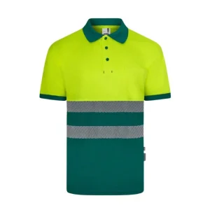 Polo manga corta poliéster reciclado bicolor cinta segmentada Velilla 305533