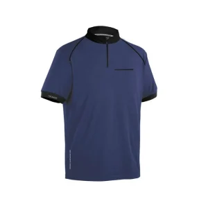 Polo técnico de trabajo gris/azul con cremallera y bolsillo – SADIÁS SAFETOP 170