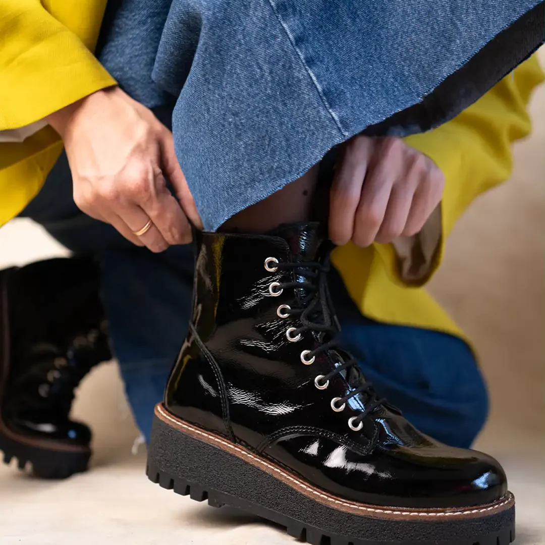 Botas de cuero con plataforma para mujer - Imagen 3