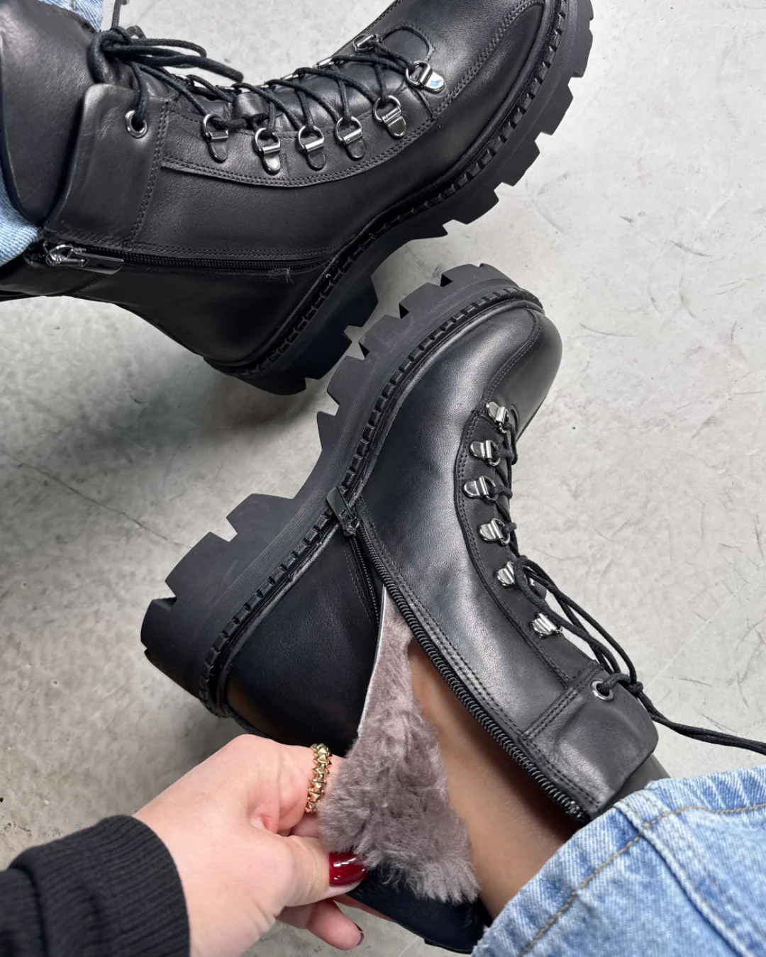 Botas con tac贸n alto y forro polar para mujer - Imagen 4