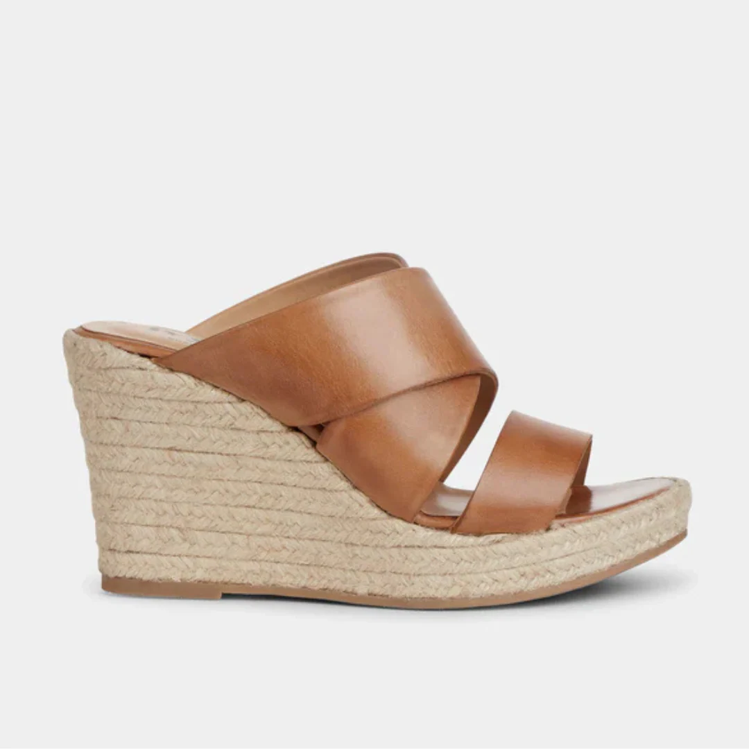 Sandalia de cu帽a para mujer con tiras cruzadas y plataforma de yute - Imagen 4