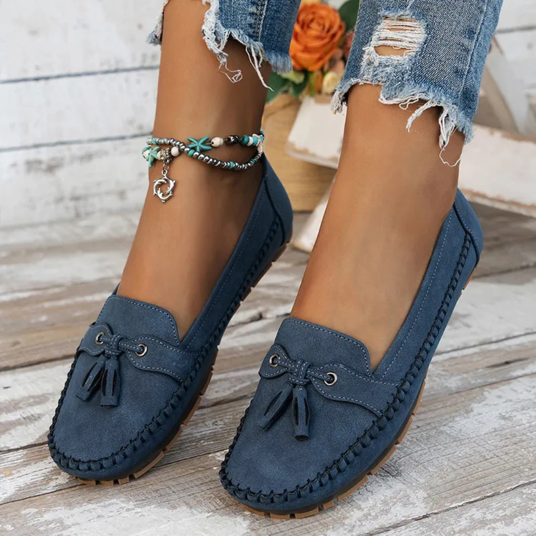 Suaves y c贸modos mocasines de mujer estilo vintage con lazo