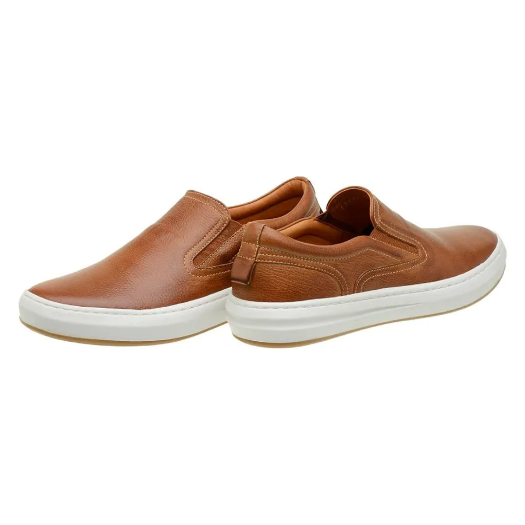 Mocasines Slip-On de cuero con dise帽o casual para hombre