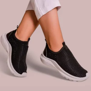 Zapatillas deportivas slip on de media caña y brillantes para mujer