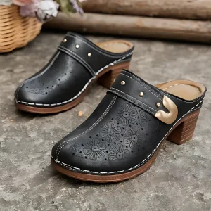 Sandalias de punta cerrada con tacón para mujer