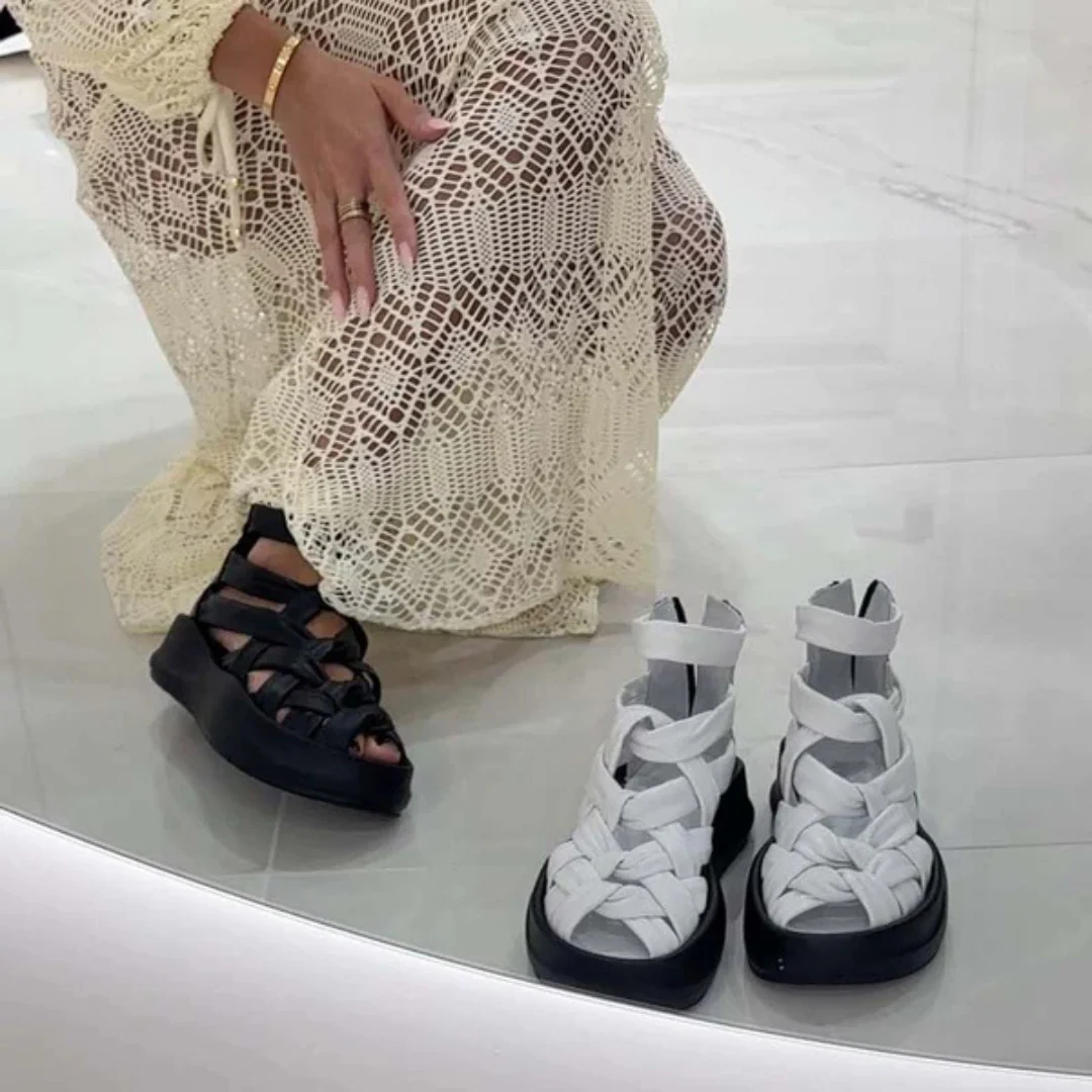 Sandalias de plataforma tejidas con suela suave - Imagen 4