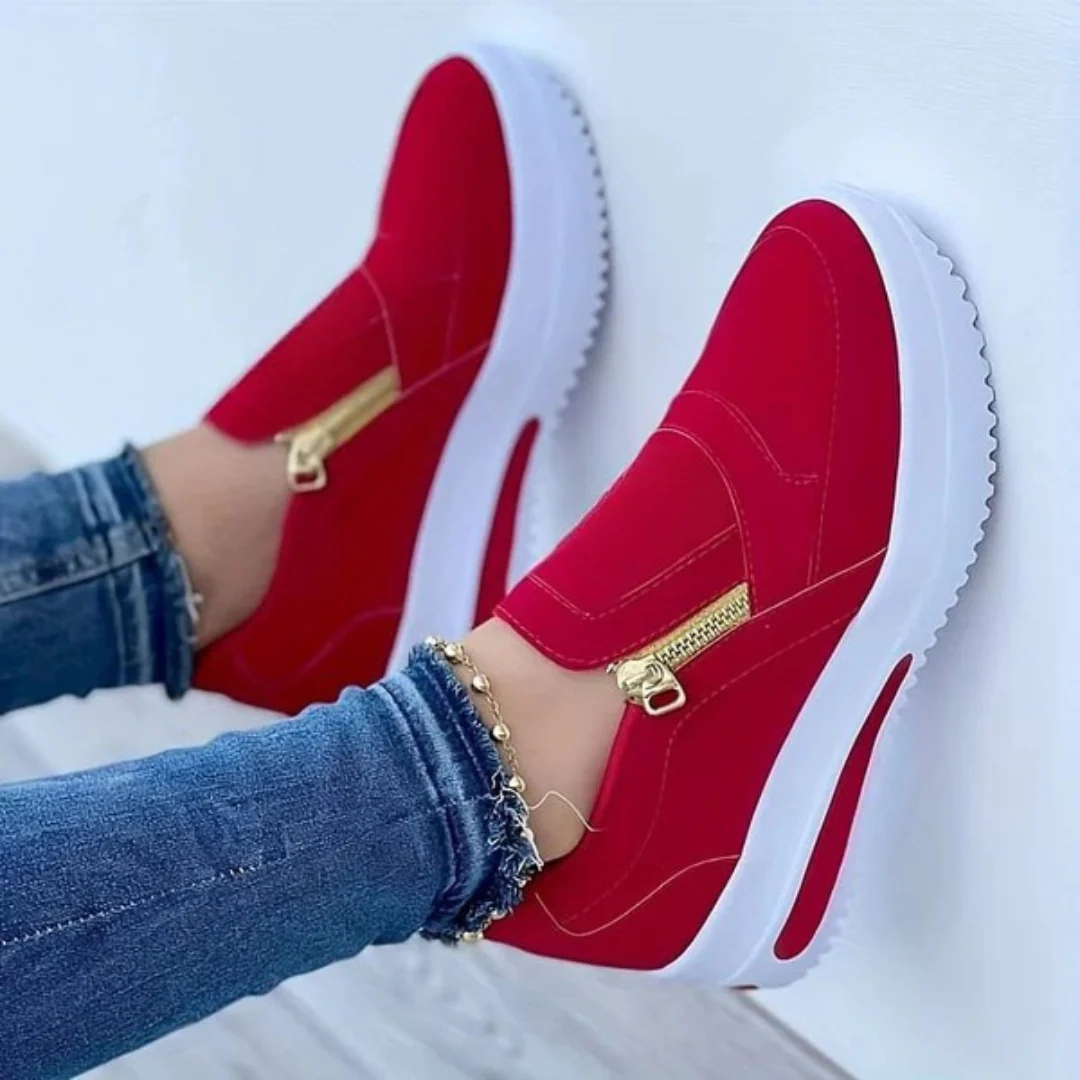 Zapatillas de mujer ligeras y c贸modas con cremallera lateral - Imagen 5