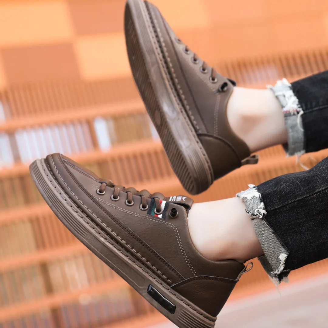 Zapatillas casuales de cuero genuino con suela flexible para hombre庐 - Imagen 6