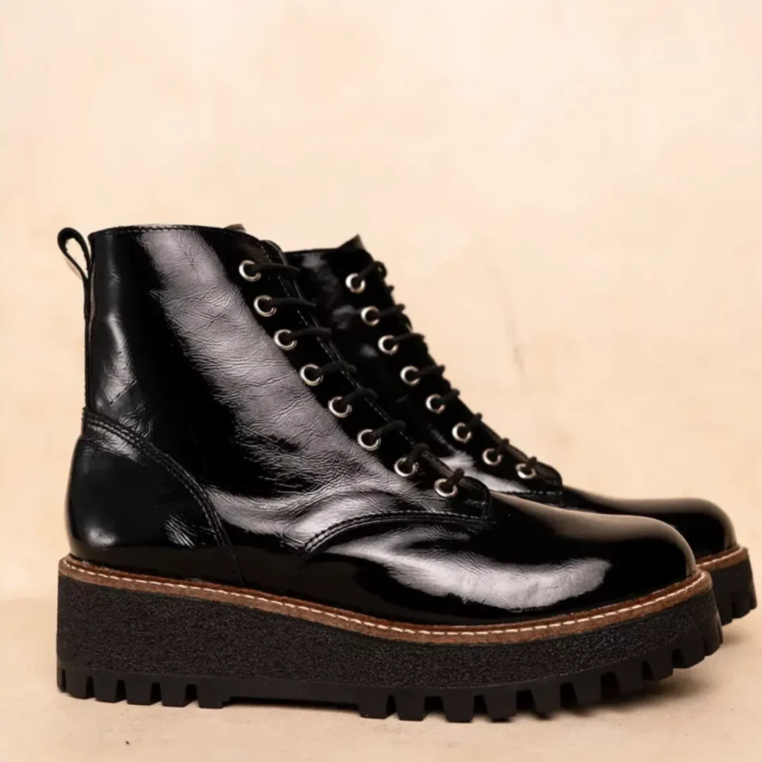 Botas de cuero con plataforma para mujer - Imagen 4