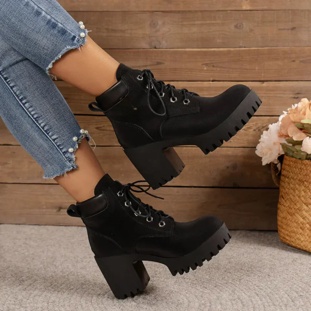 Botas de plataforma de cuero para mujer - Imagen 3