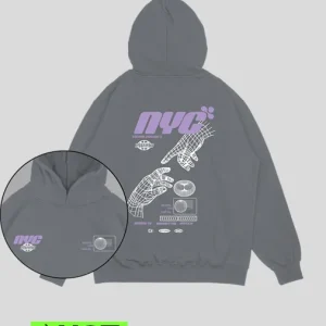 Hoodie gris piedra NYC (UNISEX)
