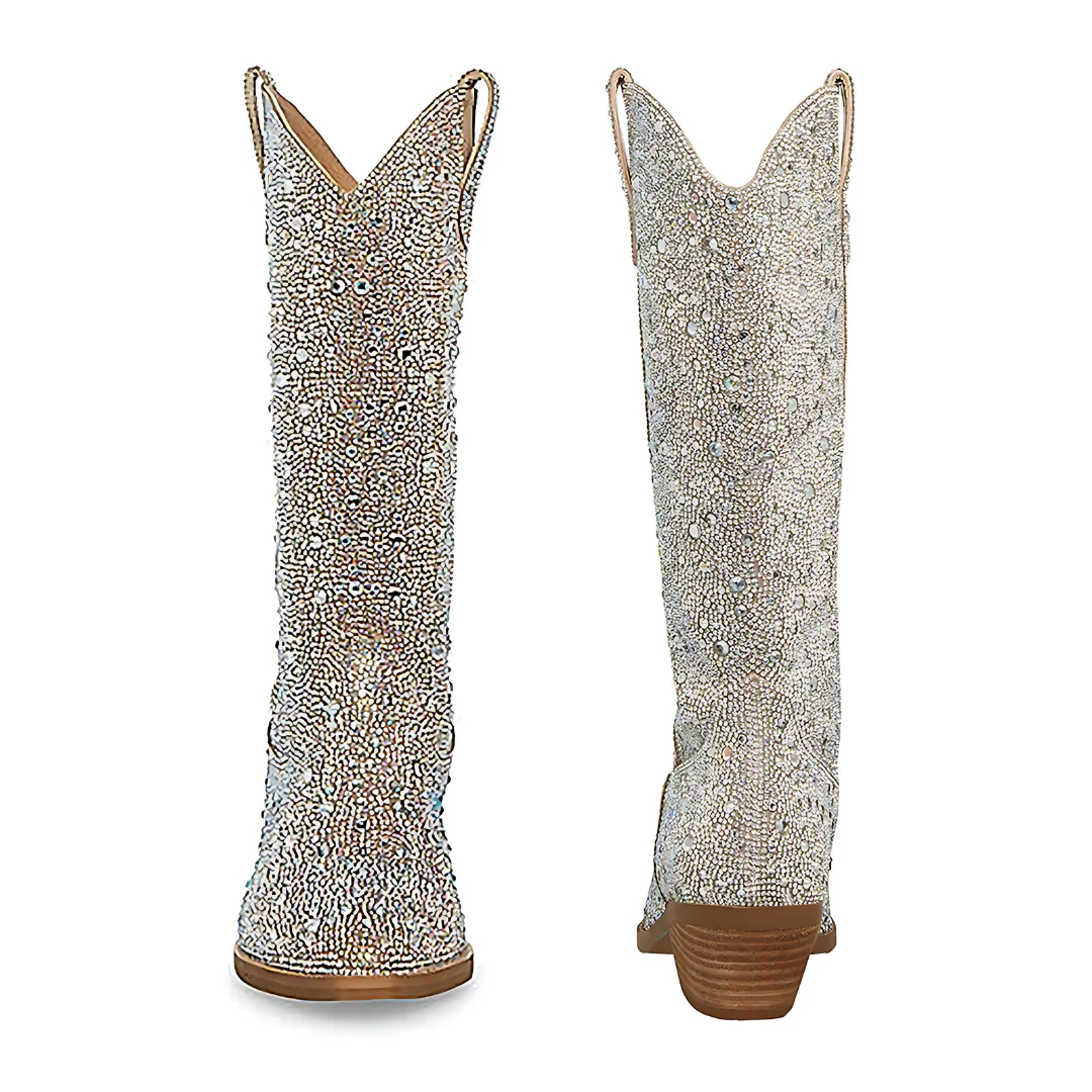 Botas brillantes de tac贸n para mujer - Imagen 3