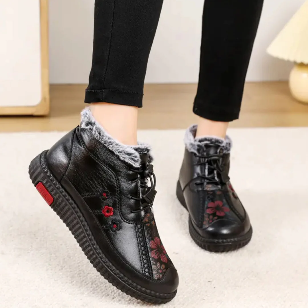 Botines de cuero hechos a mano con suela antideslizante para mujer - Imagen 8