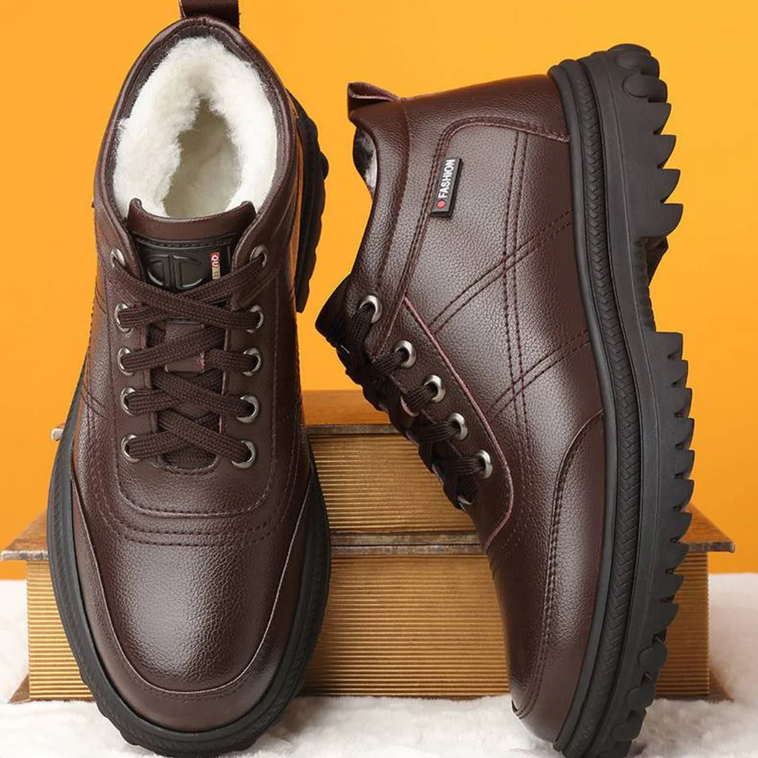 Zapatos de invierno de piel con suela de m谩xima adherencia para hombre - Imagen 4