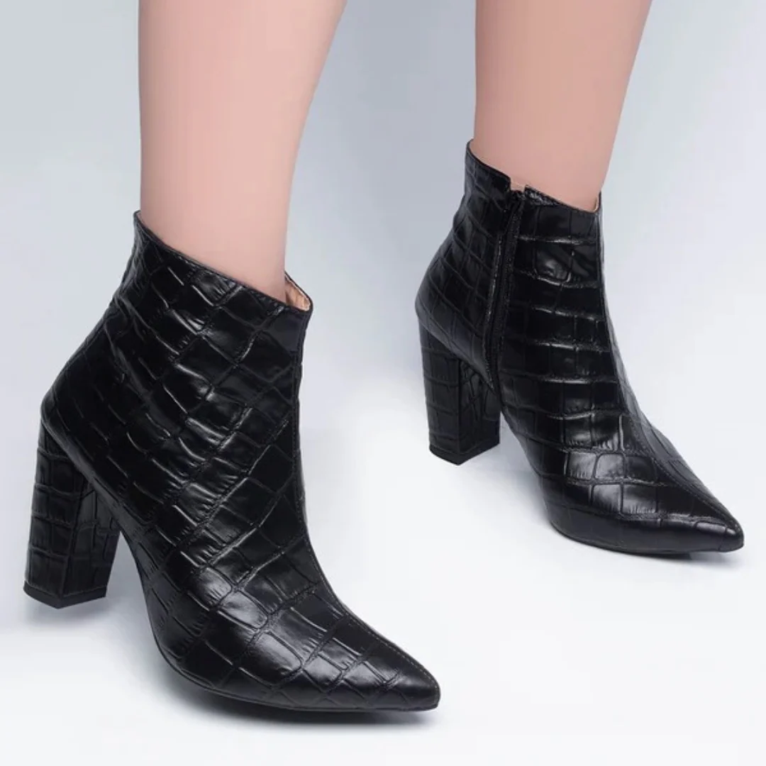 Botas de Cuero Texturizado con Punta Fina para Mujer - Imagen 5