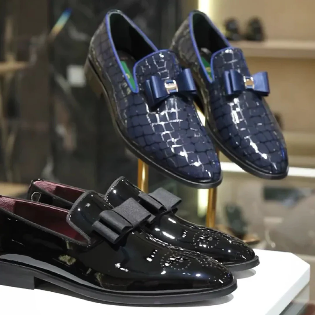 Zapatos de cuero brillante sin cordones con lazo - Imagen 5