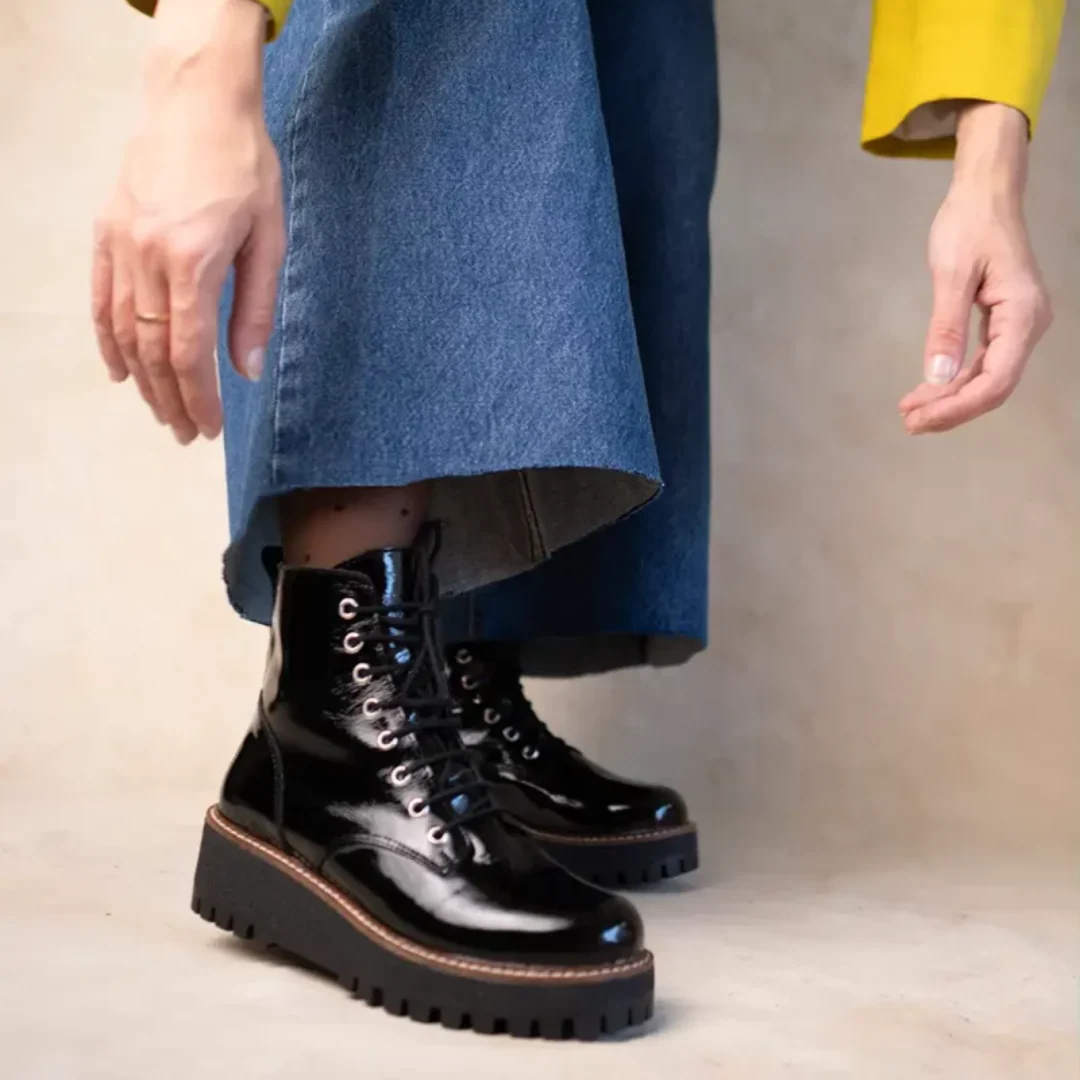 Botas de cuero con plataforma para mujer - Imagen 6