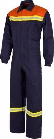 Buzo ignífugo con cinta reflectante. 100% Algodón. EN11612. EN470.