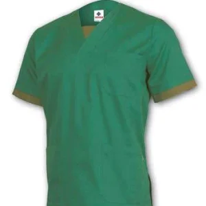 Casaca manga corta bicolor cuello pico