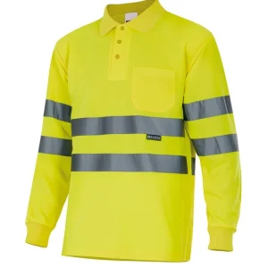 Polo de trabajo transpirable alta visibilidad de manga larga
