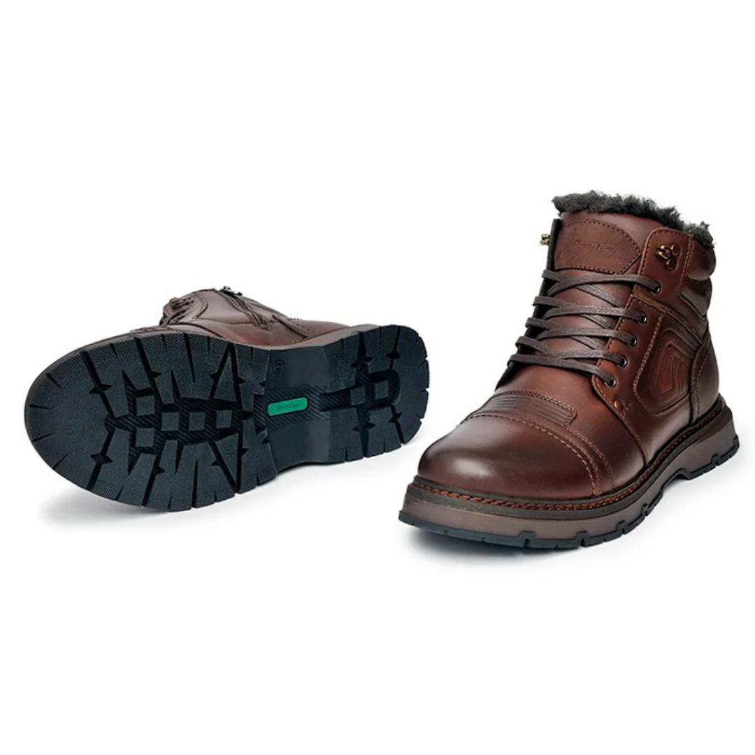 Botas de invierno para hombre de cuero auténtico marrón® - Imagen 3