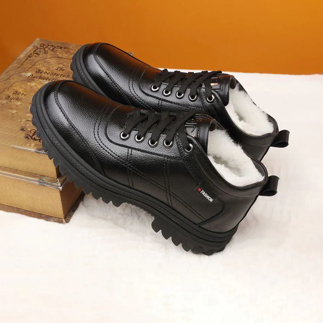 Zapatos de invierno de piel con suela de m谩xima adherencia para hombre - Imagen 6