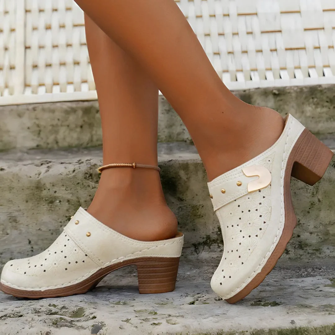 Sandalias de punta cerrada con tac贸n para mujer - Imagen 7