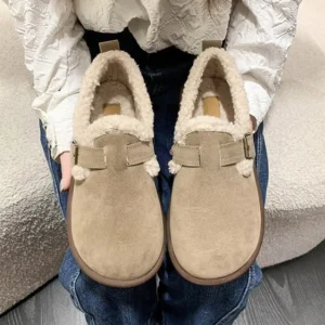 Zapatos Planos de Peluche con Punta Redonda para Mujer